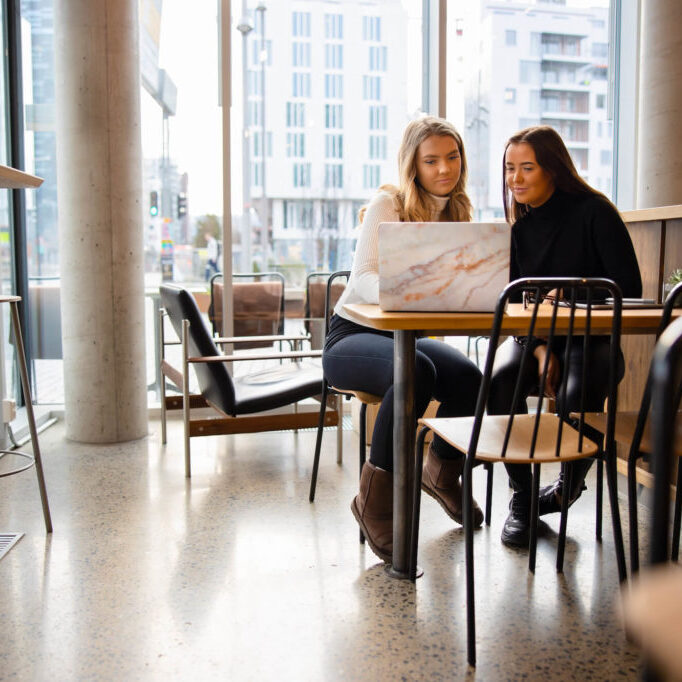 female-students-working-on-common-homework-project-at-modern-coffee-shop-SBI-340324772 (1)